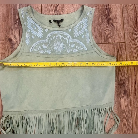 Buffalo by David Bitton Sage Suede-Look Fringe Tank — Embroidered Yoke • medium - Picture 7 of 8
